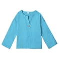 thumbnail image 1 of Boy Blouses Casual Linen Short Sleeve Breathable Plain Spring Autumn Seasons Tops Trendy, 1 of 7