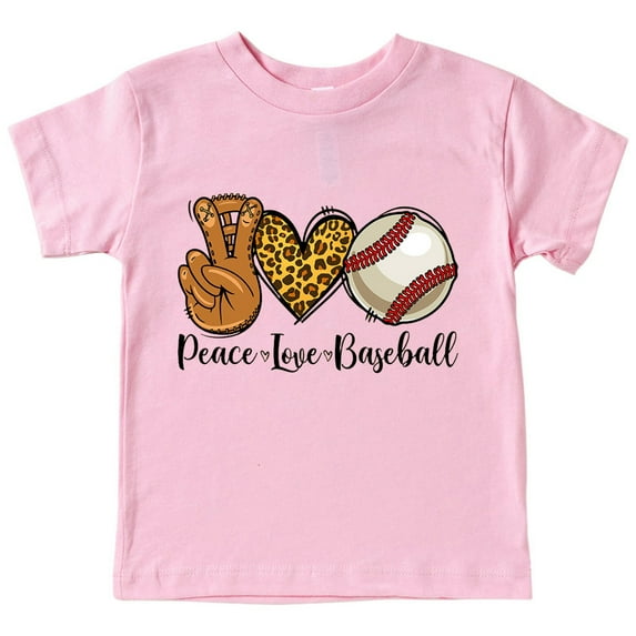 Boy Blouses Casual Peace Love Baseball Children's Round Neck Short Sleeve Kids Clothing