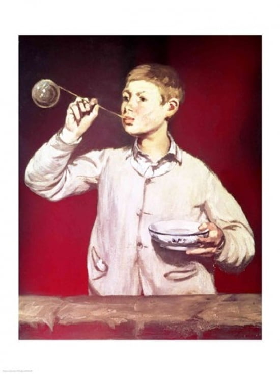 Boy Blowing Bubbles Canvas Art - Edouard Manet (24 x 36)
