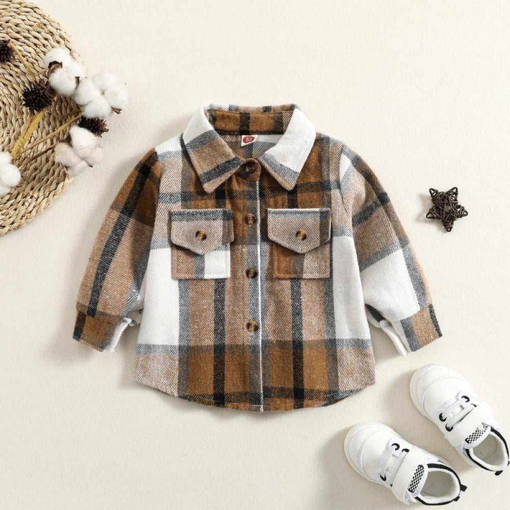 Baby Girls Matching Family Long Sleeve Plaid Flannel Woven Shirt