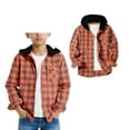 thumbnail image 1 of Boy Button down Shirt Plaid Hooded Long Sleeve Shirt Kids Light Fall Shirts Boys Jackets Size 5-6 Years, 1 of 9