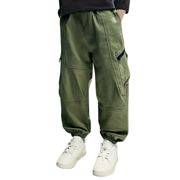 Boy Cargo Pants 16-18 Baggy Pants for Boys Boys Cargo Joggers Pants Elastic Waist Casual Jogging Trousers Bottom for Kids,Z2-Green,160(12-13 Years)