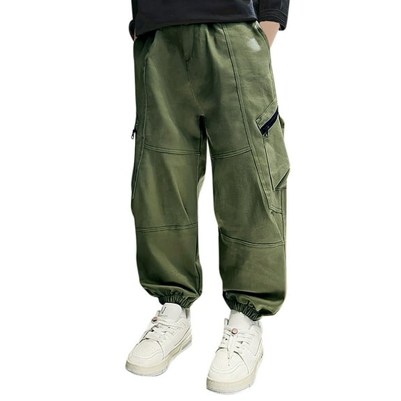 Boy Cargo Pants 16-18 Baggy Pants for Boys Boys Cargo Joggers Pants Elastic Waist Casual Jogging Trousers Bottom for Kids,Z2-Green,170(14-15 Years)