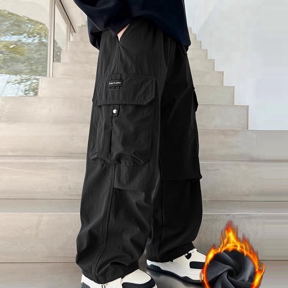 Boy Cargo Pants 16-18 Baggy Pants for Boys Boys Cargo Joggers Pants Elastic Waist Casual Jogging Trousers Bottom for Kids,Z6-Black,140(6-7 Years)