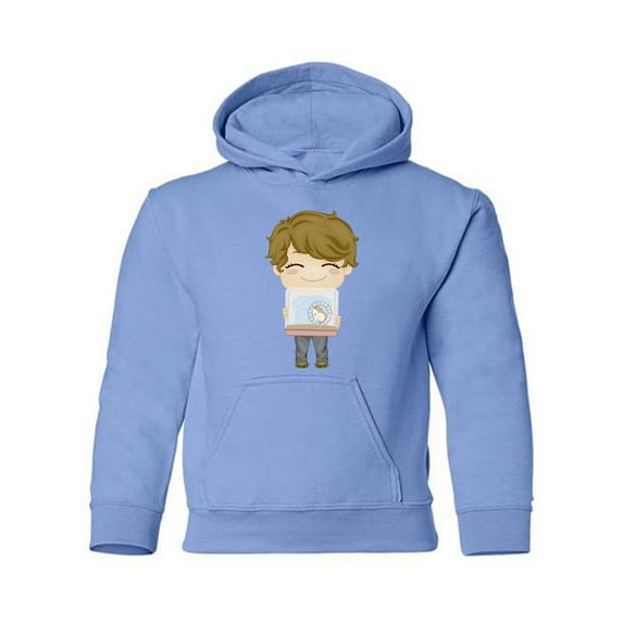 Boy Carrying His Pet Hamster Hoodie Juniors -Image by Shutterstock, Large
