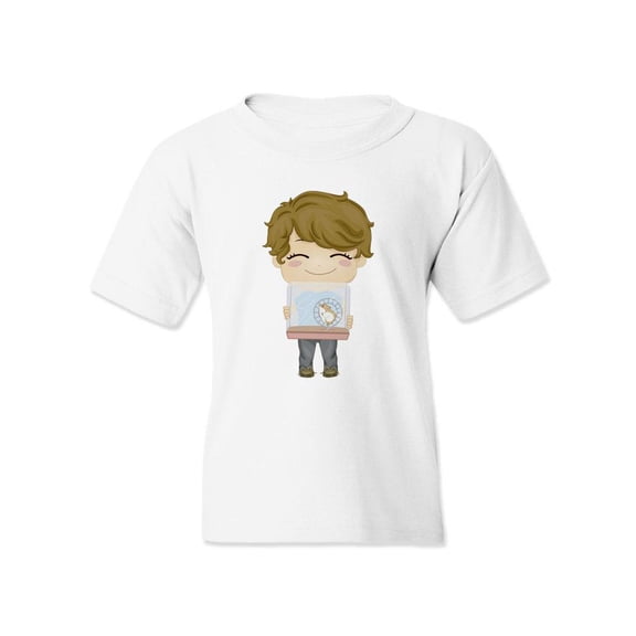 Boy Carrying His Pet Hamster T-Shirt Juniors -Image by Shutterstock,  Medium