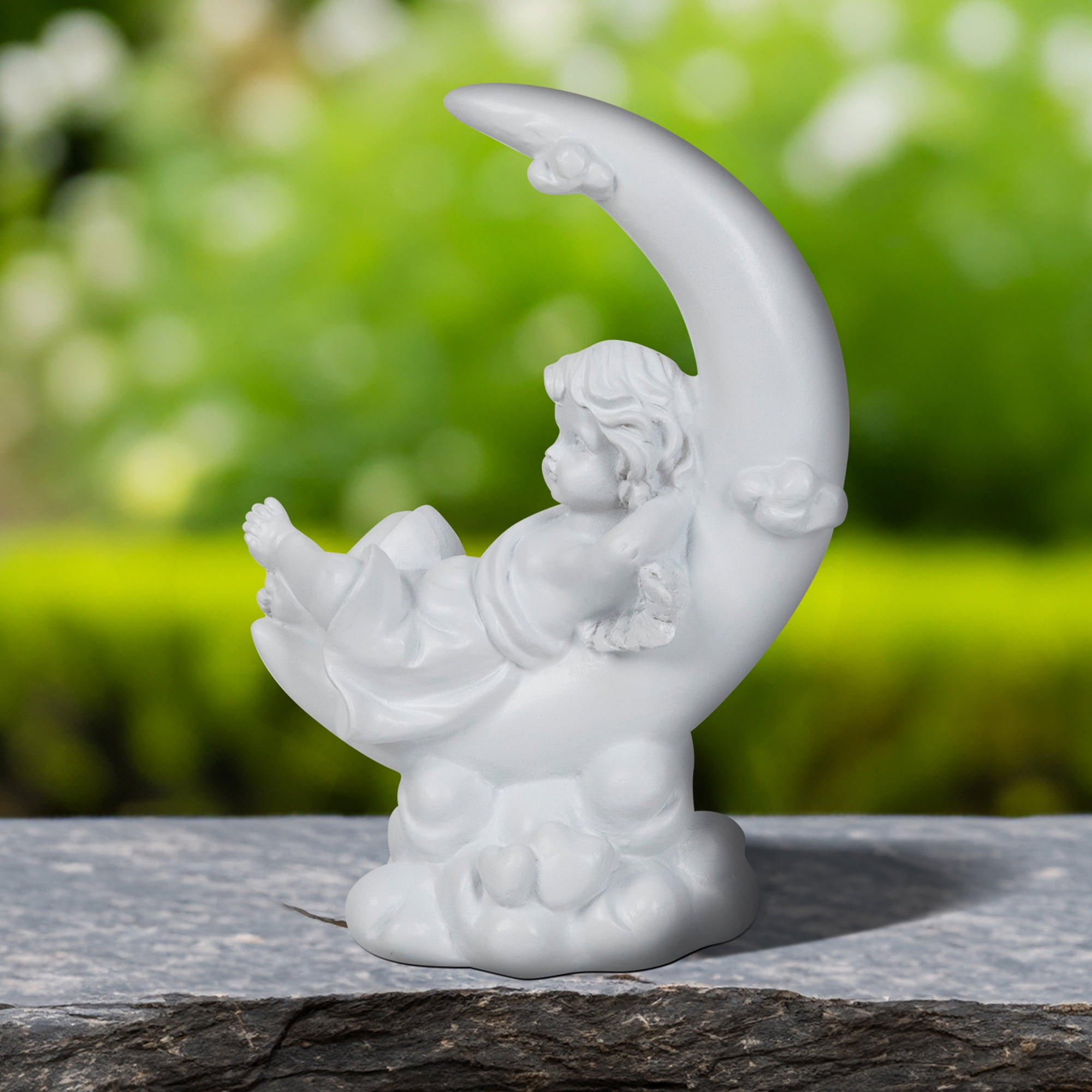 Northlight Boy Cherub Resting on Crescent Moon Statue - 7.25"