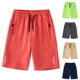 thumbnail image 1 of Auroural Girls Shorts with Drawstring Elastic Waist Boy Children'S Summer Solid Elastic Waistband Pocket Casual Sports Pants for Kids, 1 of 5