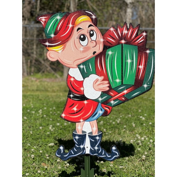 Boy Christmas Elf with present