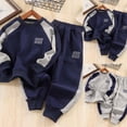 thumbnail image 1 of Boy Clothes 2 Piece Color Block Sweatshirt and Pants Set Fall Winter Outfit for Toddler and Kids(Grey,6-7 Years), 1 of 5
