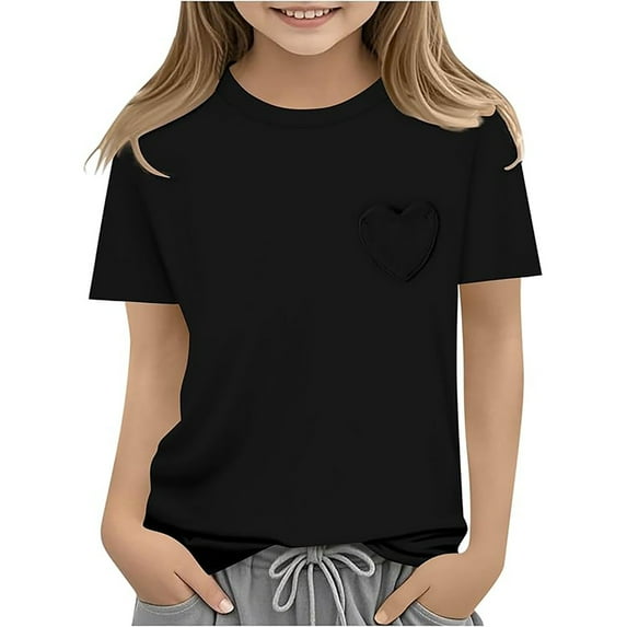 Boy Clothes Short Sleeve Shirt Crewneck Black Boys Shirts Girls Outfits 4T