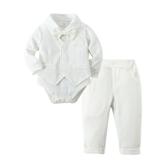 Boy Clothes Suit Newborn 3-24 Months Waistcoat Party Dress Shirt Pants Trousers Bowtie Formal Outfit