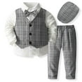 thumbnail image 1 of Boy Clothes Suits Tuxedo Gentleman Outfits Formal Dress Shirt+Vest+Pants Suit Sets For Kids,Toddler Baby Size 4-5T,Grey, 1 of 7