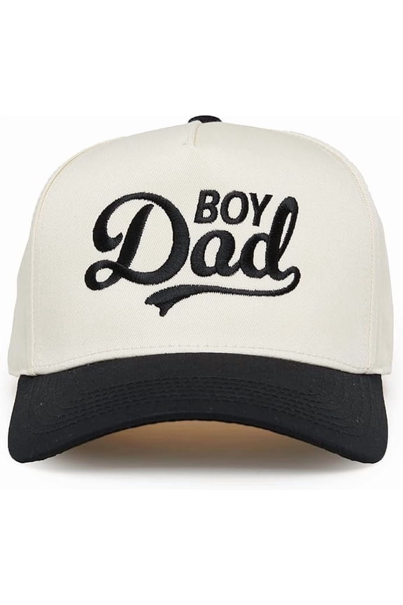 Trucker Hat – Vintage Two-Tone Snapback Baseball Cap with Embroidered Design - Boy Dad - Black/Beige