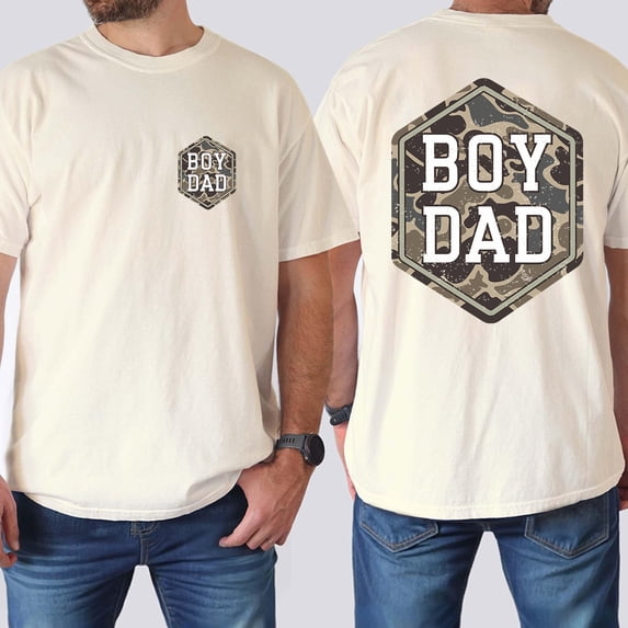 Boy Dad Camo Double-Sided T-Shirt – Dad Life Graphic Tee, Father’s Day Gift for Him