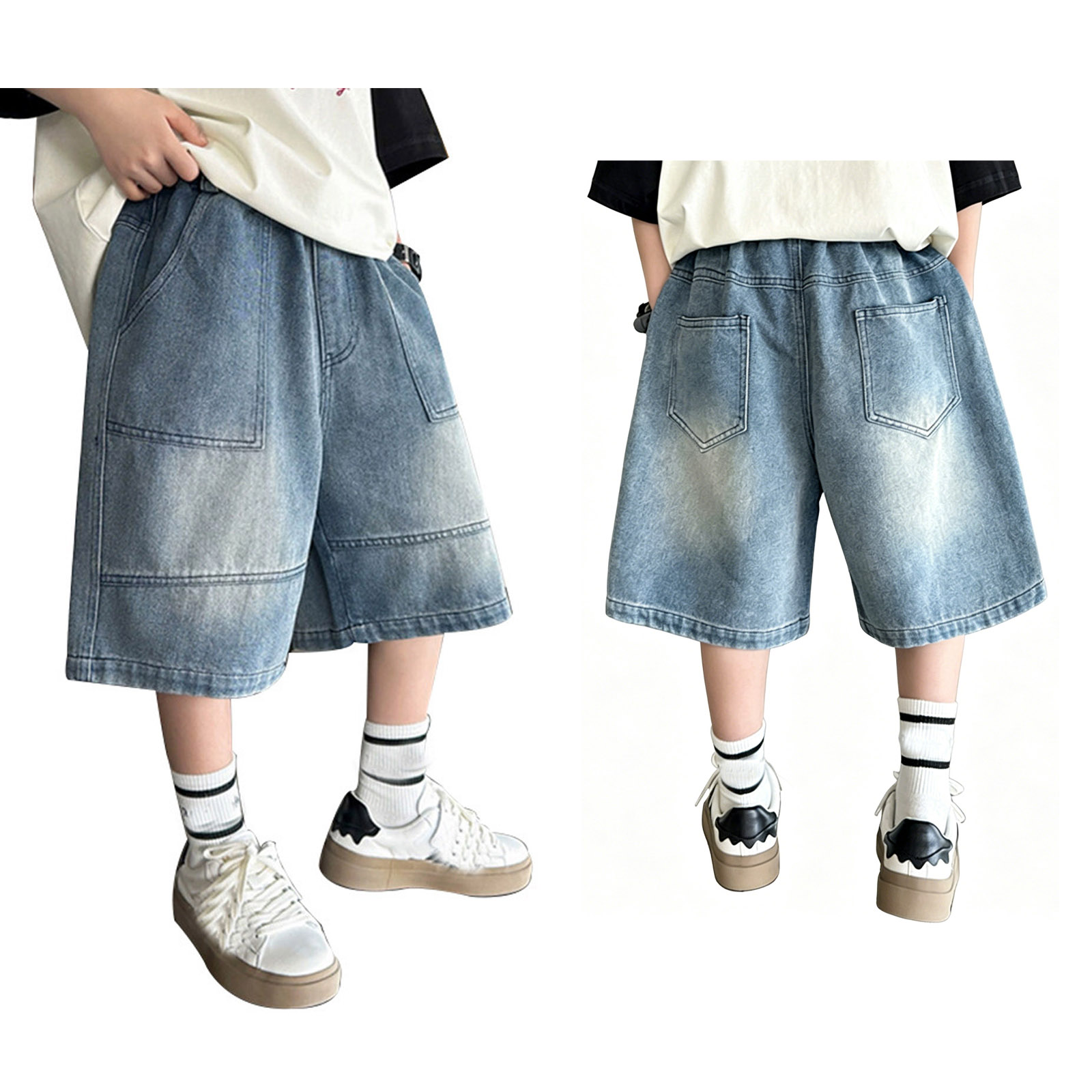 Boy Denim Shorts Casual Baggy Denim Shorts With Pocket 8-9 Years Boys Shorts