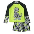 thumbnail image 1 of Boy Dinosaur Print Raglan Swimsuit Toddler Long Sleeved Rashguard Swim Bathing Suit Set Size 160, 1 of 5