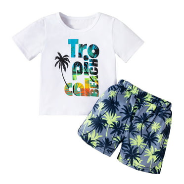 AJTQTH Toddler Kids Boys Summer Tropical Outfit Clothes 2024 Casual ...