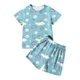 thumbnail image 1 of Boy Easter Outfit Short Sleeve Funny Bunny Suit Cute Cartoon Graphic Tees Holyweek Shirts Soft and Comfortable Tops and Short Pants 2 PC Sets Kids Clothes Sky Blue 4-5 Years, 1 of 7