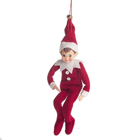 Boy Elf Red 3 x 12 Inch Fleece Hanging Christmas Ornament