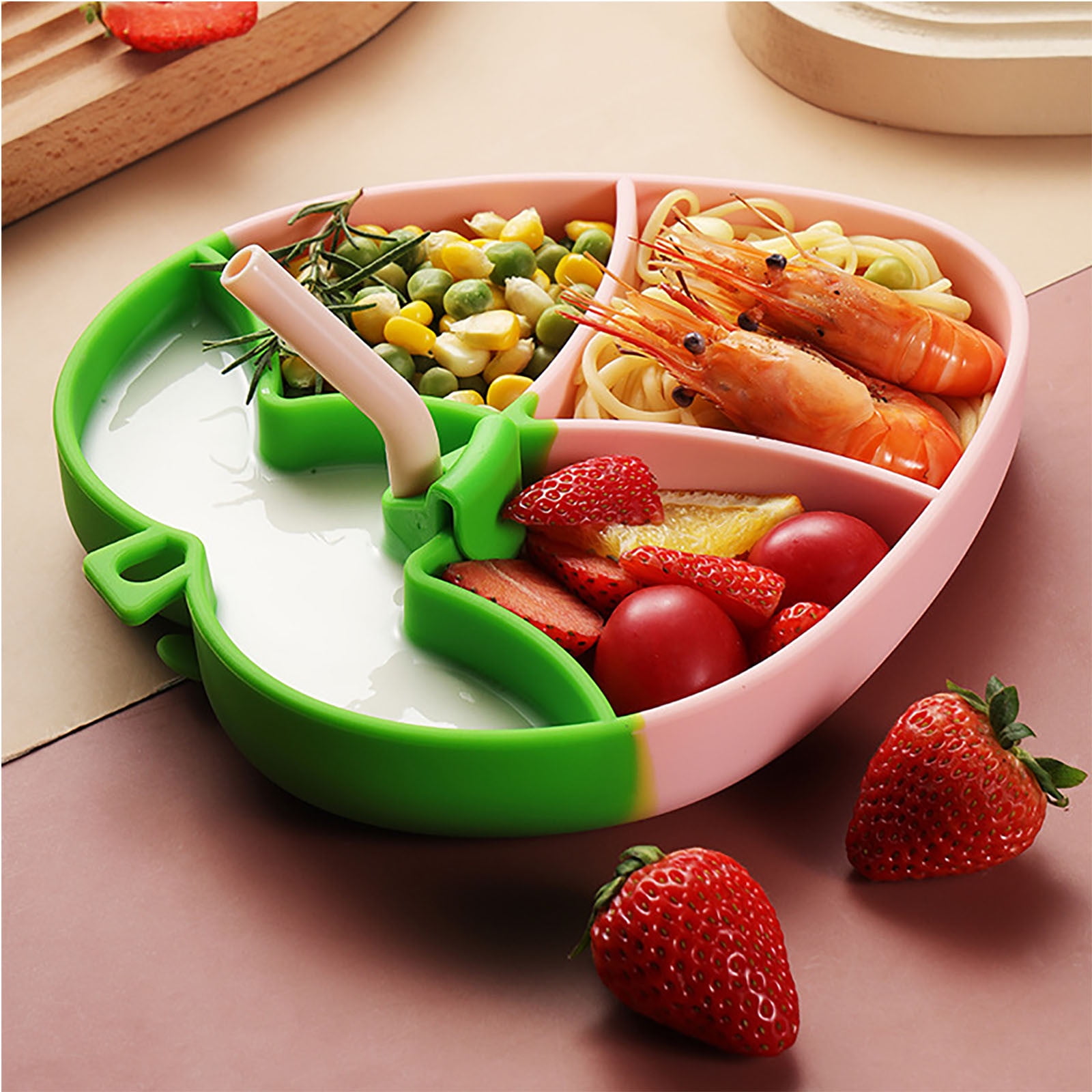 Boy' Feeding TraySuction Base Tableware Set Training Dish With Spoon ...