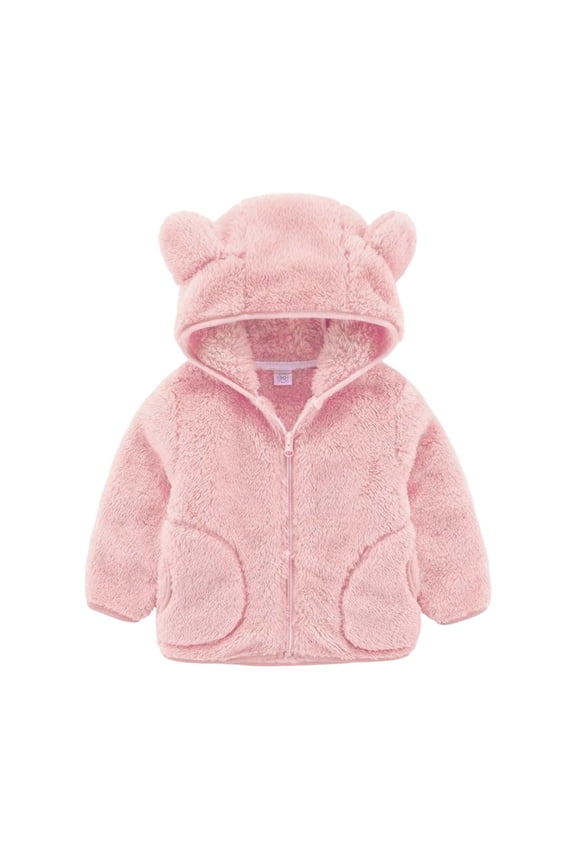 Boy Jacket Bear Ear Hooded Zipper Long Sleeve Thick Warm Outerwear Kids Boys Coat 7-8 Years