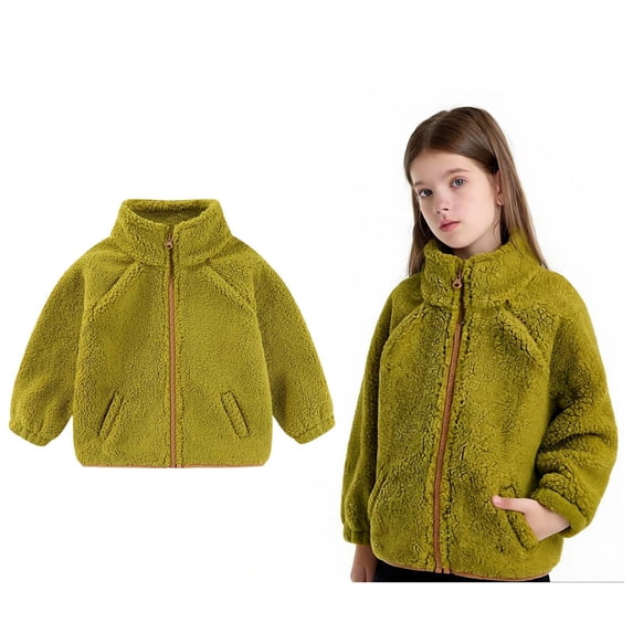 Boy Fleece Jacket Winter Coat Boys Long Sleeve Lightweight Zip Up Fuzzy Jacket Kids Girl Jacket 3-4 Years