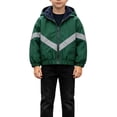 thumbnail image 1 of Boy Fleece Lined Hooded Windbreaker Jacket Reflective Stripe Zip up Lightweight Outerwear Winter Jacket Easy to Fold Raincoat, 1 of 9