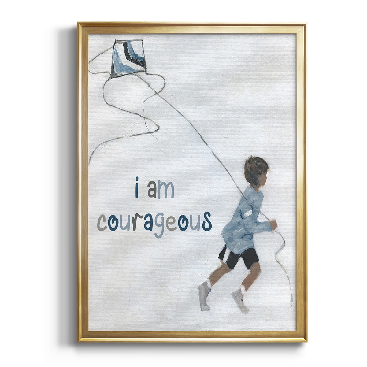 Boy Flying Kite Premium Framed Print - Ready to Hang