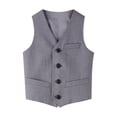 thumbnail image 1 of Boy Formal Suit Vest Kids Dress Waistcoat 4 Button Formal Suit Vest Adjustable Clothes Boy Formal Vest Grey 15 Years-16 Years, 1 of 3