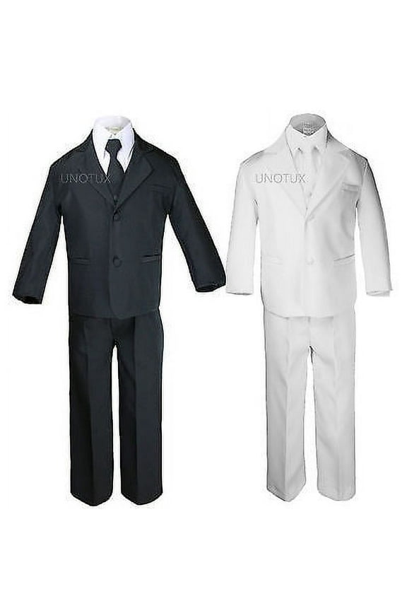 Boy Formal Tuxedo Wedding Easter Party Black Suit sz 5,6,7,8,10,12,14,16,18,20