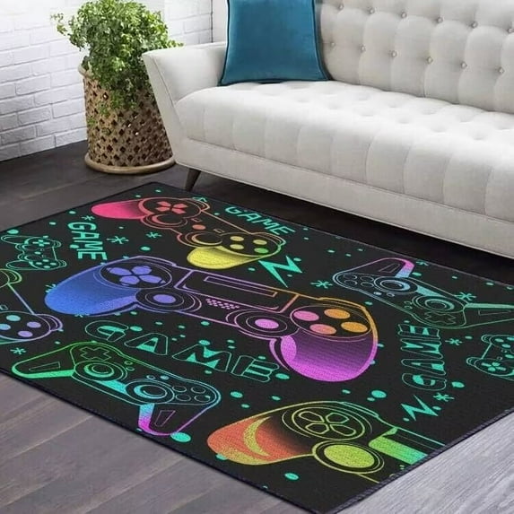 Boy Game Rug Gamepad Living Room Carpet Gamer Bedroom Controller Player Home Decor Non-Slip Gaming Carpet