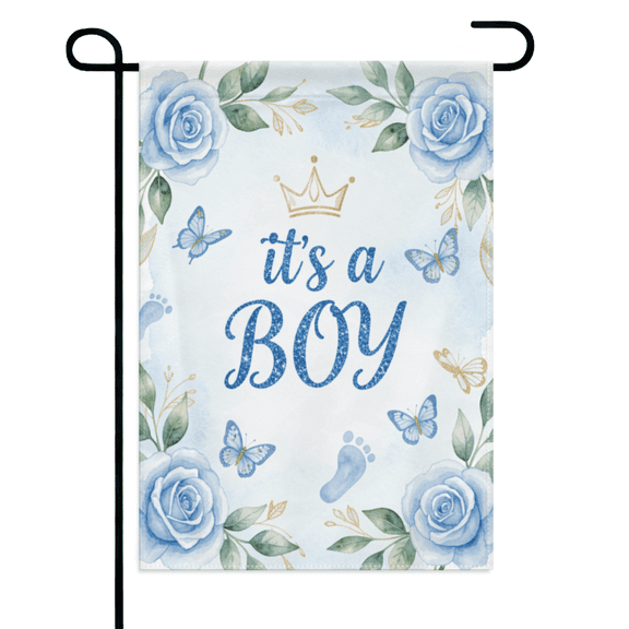 It's A Boy Gender Reveal Garden Flag 12×18in Double Sided Newborn Birth Announcement Welcome UV Protected Weatherproof Decor For Outdoor Shower Lawn Yard Patio Home Celebration