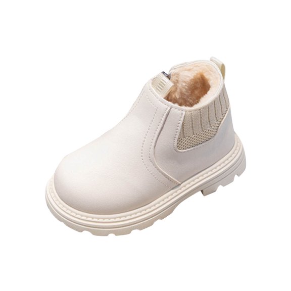 Boy Girl Ankle Boots Faux Fur Lined Dress School Boots Non-Slip Leather Boots Little Kids Toddler Snow Winter Ankle Work Booties