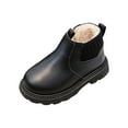 thumbnail image 1 of Boy Girl Ankle Boots Faux Fur Lined Dress School Boots Non-Slip Leather Boots Little Kids Toddler Snow Winter Combat Ankle Work Booties, 1 of 4
