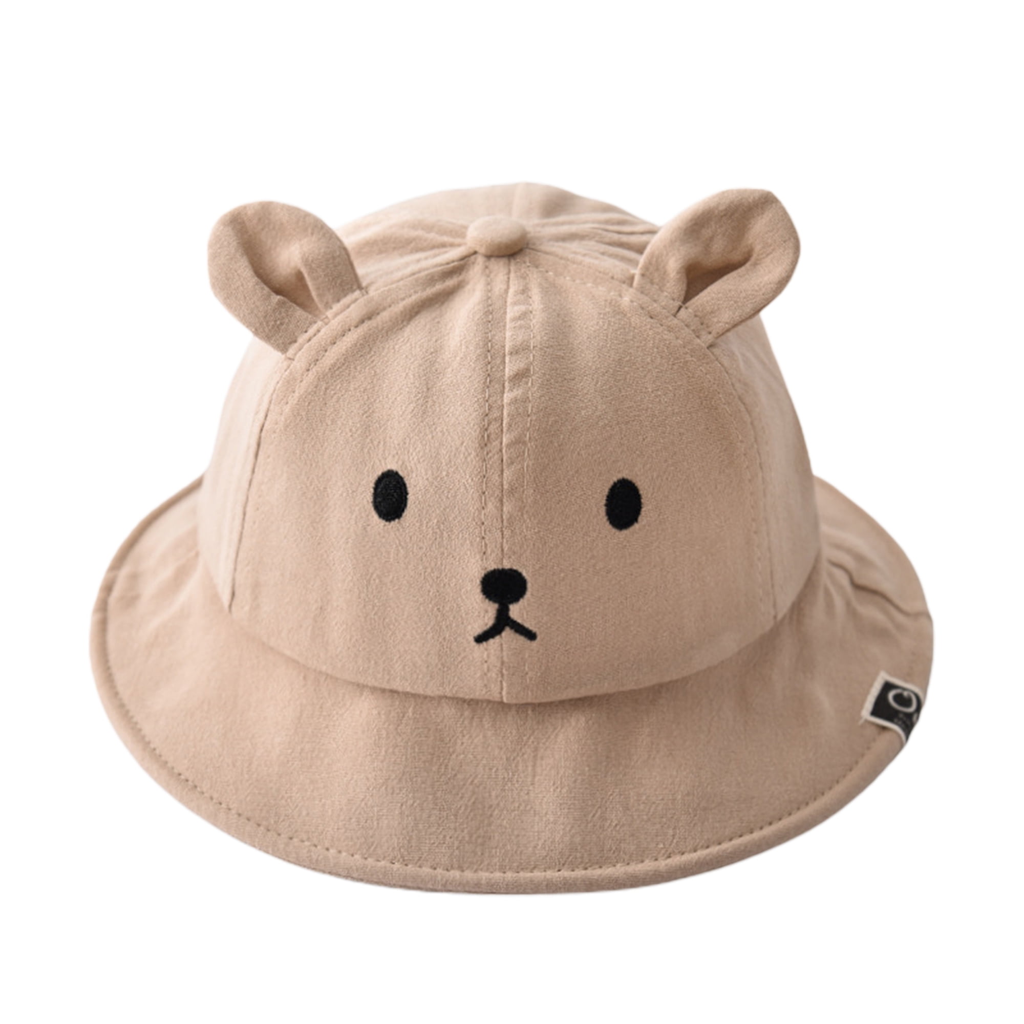 Canis Boy Girl Bucket Hat Bear Embroidery Wide Brim Beach Sun Fisherman Caps, Infant Unisex, Size: One size, Beige