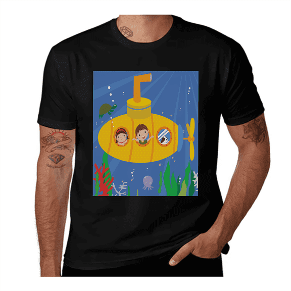 Boy Girl Dog Underwater-Yellow Submarine-Multicolor Casual Streetwea Everyday Tshirt Comfortable Wear tee shirt