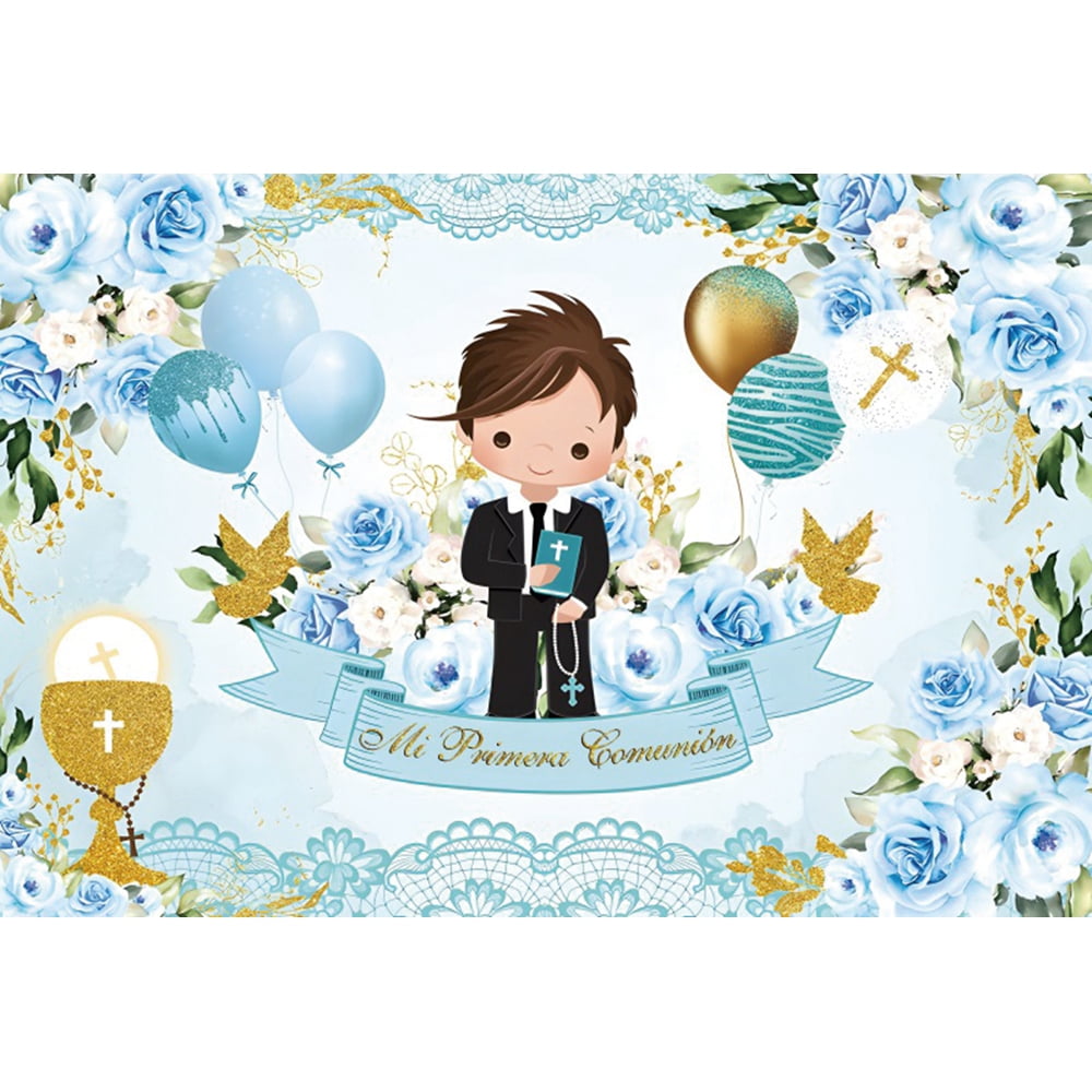 Boy Girl First Communion Photography Backdrop r Gold Cross Grail God Boy Girl First Communion Photography Backdrop r Gold Cross Grail God
