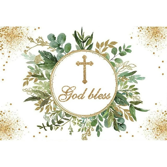 Boy Girl First Holy Communion Backdrops Catholic Theme Gold Cross Grail ...