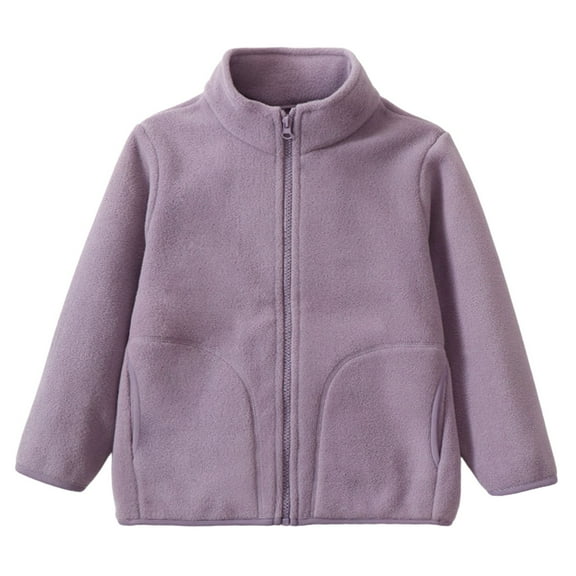 Boy Girl Fleece Jacket Zip Up Outerwear 𝐏olar Stand Collar Sweatshirt Warm Fuzzy Furry Fall Winter Coat with Pockets