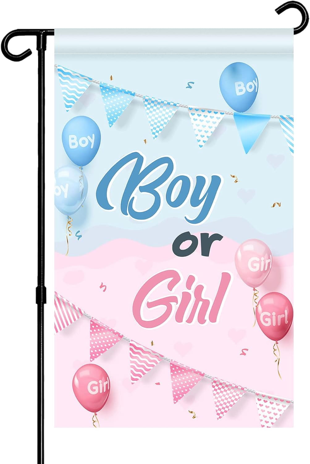 RoadSea Gender Reveal Gartenflagge – He Or She, 30,5x50,8 Cm, Doppelseitig, Für Babyparty-Deko