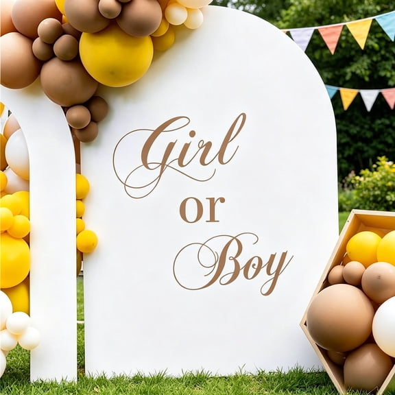 Boy or Girl Gender Reveal Decal - He or She Sign, Boy or Girl Baby Gender Party Theme Decorations, Gender Reveal Backdrop, Baby Gender Sign,Backdrop Letters for Arch Decal