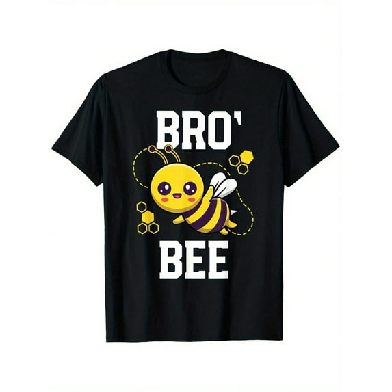 Boy & Girl Graphic T Shirt, BRO' BEE" Cartoon Bee Graphic Cotton T-Shirt For Boy, Cotton Breathable, Soft & Light, Machine Washable & Youth Sizes, Graduation Gift Idea, Celebratory Gift