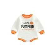 Boy Girl Halloween Outfit Crewneck Overisized Sweatshirt Romper Pumpkin Bodysuit Winter Clothes