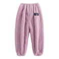 thumbnail image 1 of Boy Girl Pajama Pants Fuzzy Elastic Waist Jogger Pants Loungewear Solid Color Legging Pants with Pockets,16 (5-6 Years),, 1 of 3