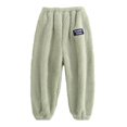 thumbnail image 1 of Boy Girl Pajama Pants Fuzzy Elastic Waist Jogger Pants Loungewear Solid Color Legging Pants with Pockets,22 (10-12 Years),Light Green, 1 of 3