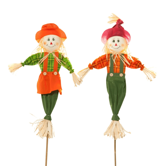 Boy & Girl Scarecrow Decorations for Halloween or Thanksgiving - Assorted Bulk Case of 8 - 39"OAL