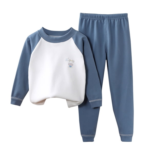 Boy and Girl Thermal Underwear Set Underwear Thermals Set Base Layer Top Bottom for Skiing Cold Weather Color Block Print Tights Sets Children 2 Piece Outfits Loungewear Sets Base Layer Kids