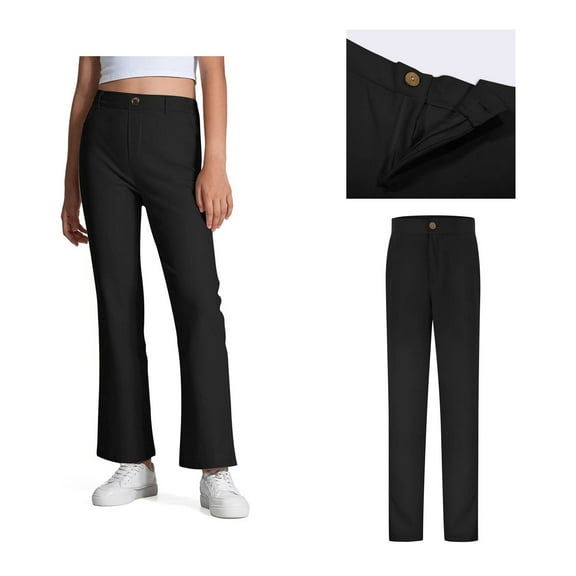 Boy and Girl Uniform Pants Straight Pants with Pockets Zipper Style Chino Pants Stretch Pants Kids Black Pants Back To School Outfits Kids Pants Size 5-6 Years