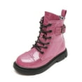 thumbnail image 1 of Boy Girls Ankle Boots Lace up Combat Boots Pink Size 1.5 Little Kid, 1 of 7